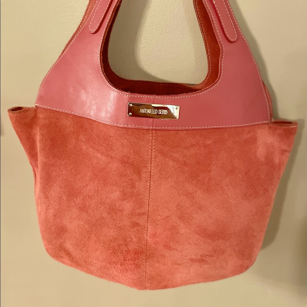 Antonello Serio Pink Suede Shoulder Bag